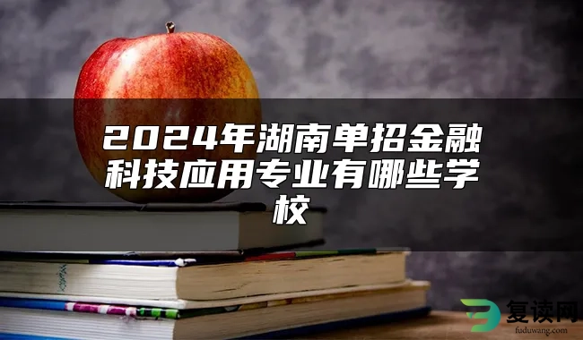 2024年湖南单招金融科技应用专业有哪些学校